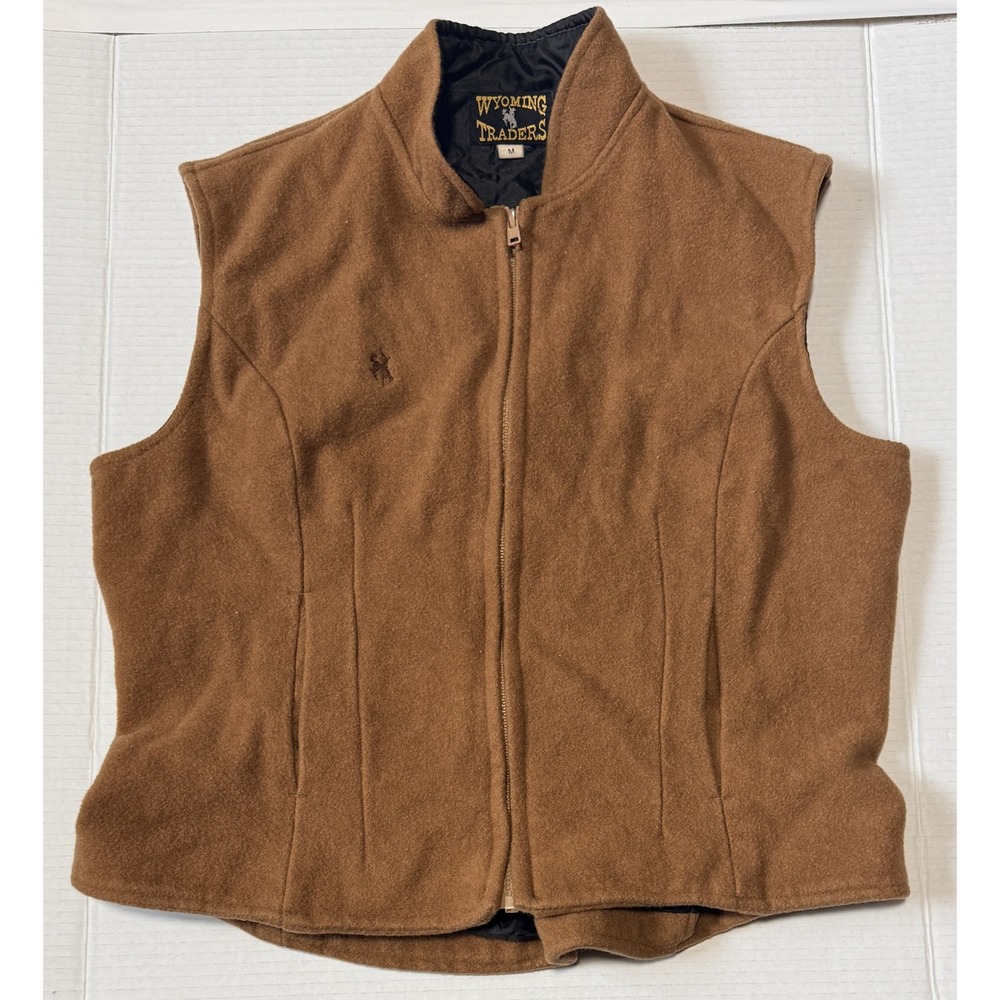 WYOMING TRADERS - Women's Virgin Wool Vest - Western Beige Full Zip - Medium